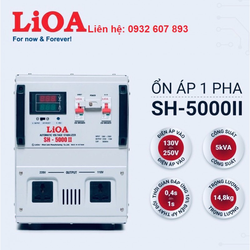 LiOa Ổn Áp Dây Đồng LiOa 5Kva-220V