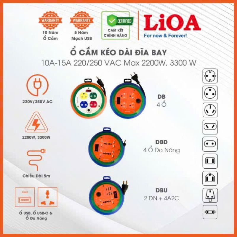 Ổ CẮM LIOA KÉO DÀI ĐĨA BAY 10 MÉT