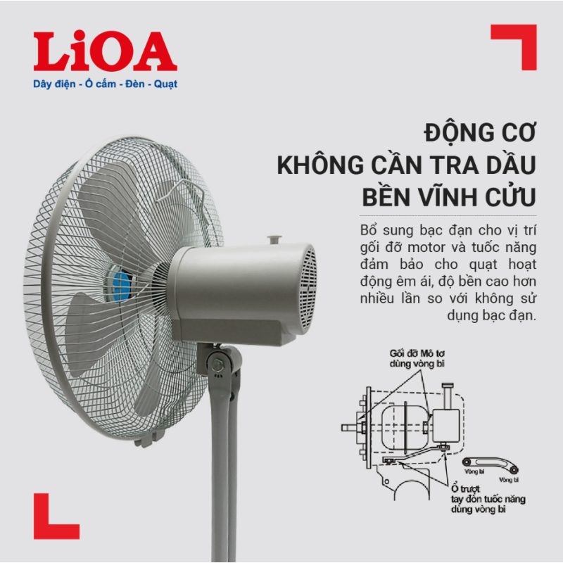 QUẠT ĐỨNG LIOA CÔNG NGHIỆP - TÍNH HỢP 2 Ổ CẮM
